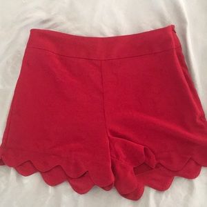monteau red scalloped shorts